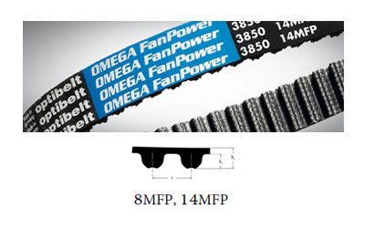 Optibelt Omega Fan Power Timing Belts For Fan Drives For HTD-OR RPP Pulleys