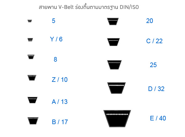 สายพาน V-Belt ร่องตื้นตามมาตรฐาน DIN/ISO