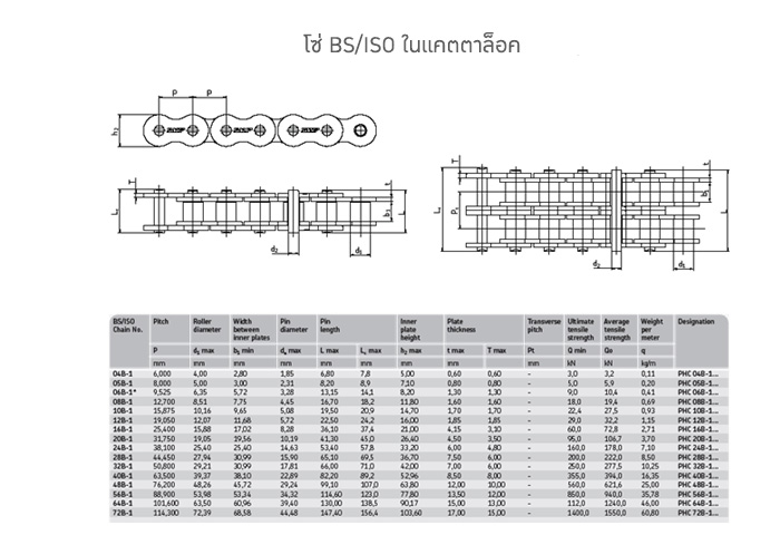 โซ่ BS/ISO ในแคตตาล็อค